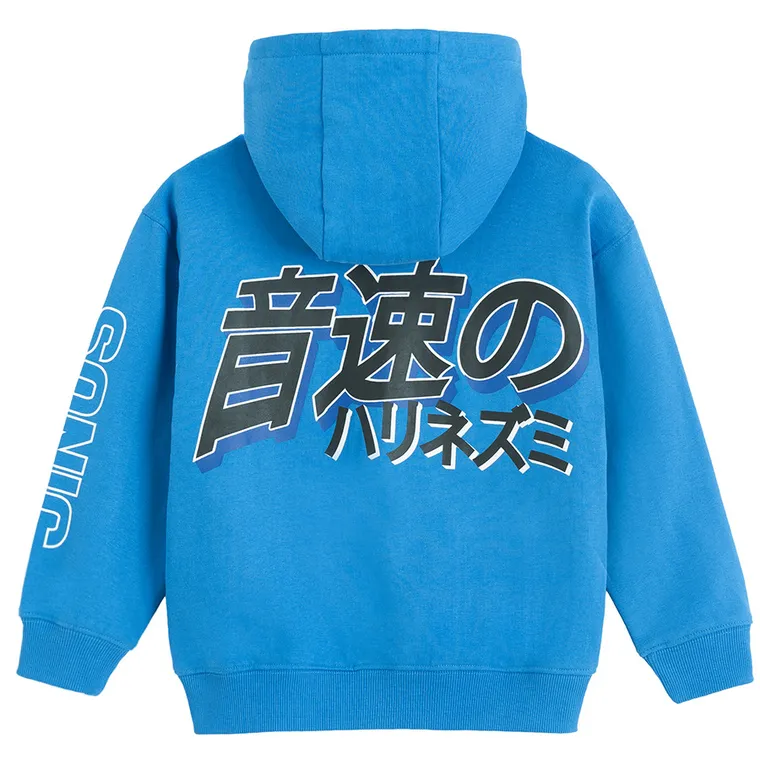Cool Club, Hanorac cu gluga pentru baieti, cu fermoar, albastru, imprimeu Sonic the Hedgehog