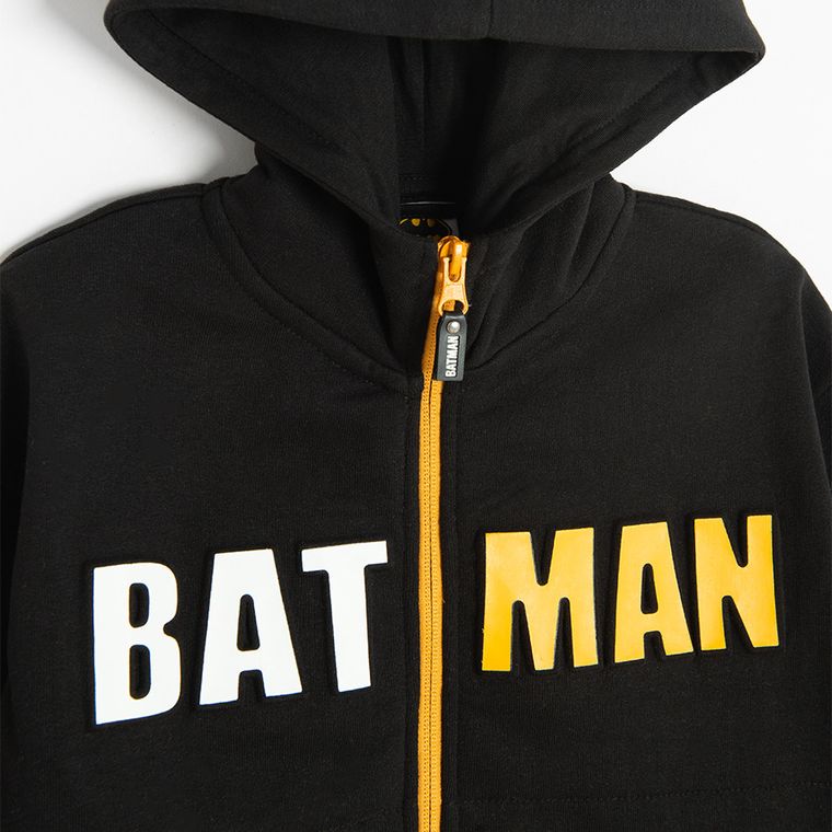 Cool Club, Hanorac cu gluga pentru baieti, cu fermoar, negru, imprimeu Batman