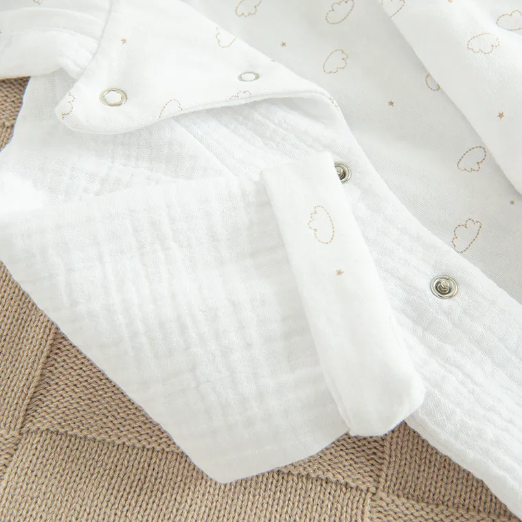 Cool Club, Hanorac cu gluga pentru bebelusi, bumbac organic, alb