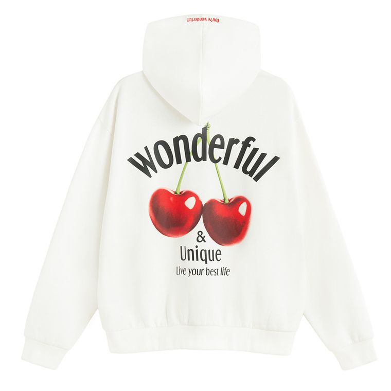 Cool Club, Hanorac cu gluga pentru fete, cu fermoar, calduros, alb