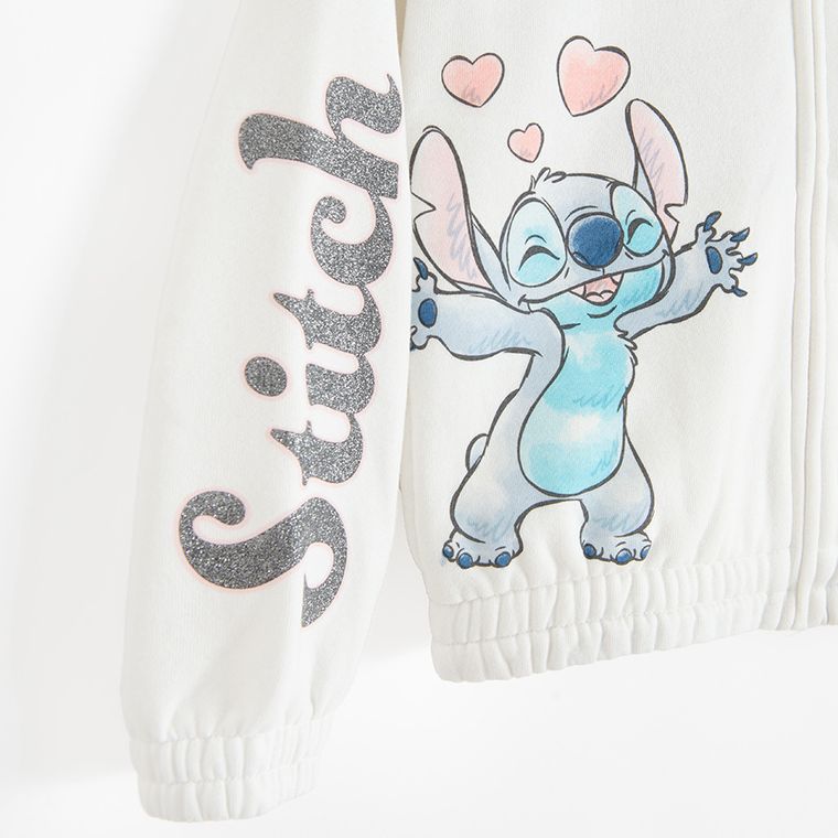 Cool Club, Hanorac cu gluga pentru fete, cu fermoar, crop top, alb, imprimeu Lilo si Stitch