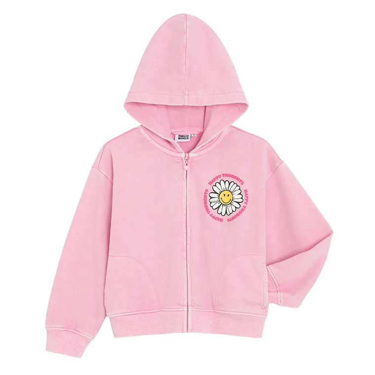 Cool Club, Hanorac cu gluga pentru fete, cu fermoar, roz, imprimeu SmileWorld