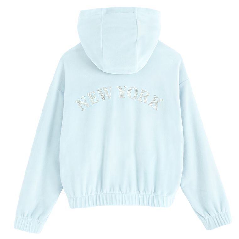 Cool Club, Hanorac cu gluga pentru fete, cu fermoar, velur, albastru