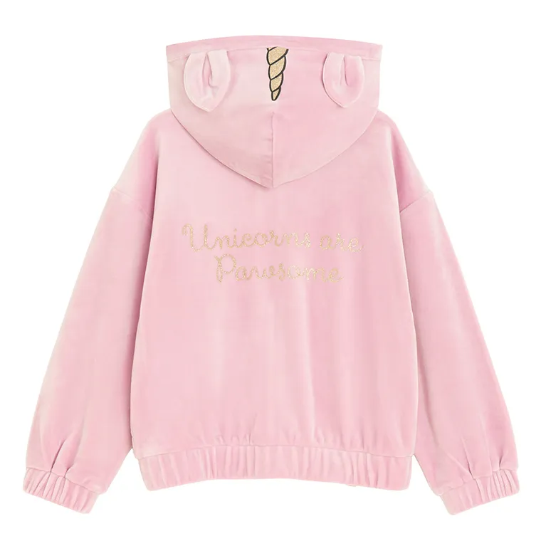 Cool Club, Hanorac cu gluga pentru fete, cu fermoar, velur, roz, imprimeu Paw Patrol