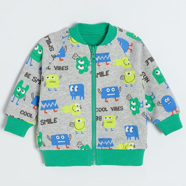 Cool Club, Hanorac pentru baieti, cu fermoar, cu doua fete, verde