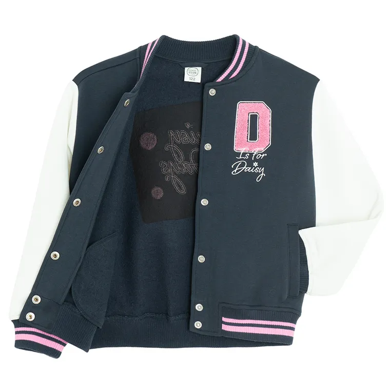 Cool Club, Hanorac pentru fete, cu capse, calduros, bleumarin