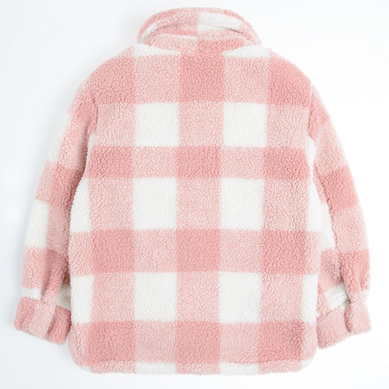 Cool Club, Jacheta tip camasa pentru fete, alb-roz, in carouri