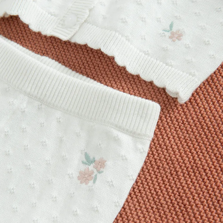 Cool Club, Pantaloni fara botosei pentru fete, din tricot, alb