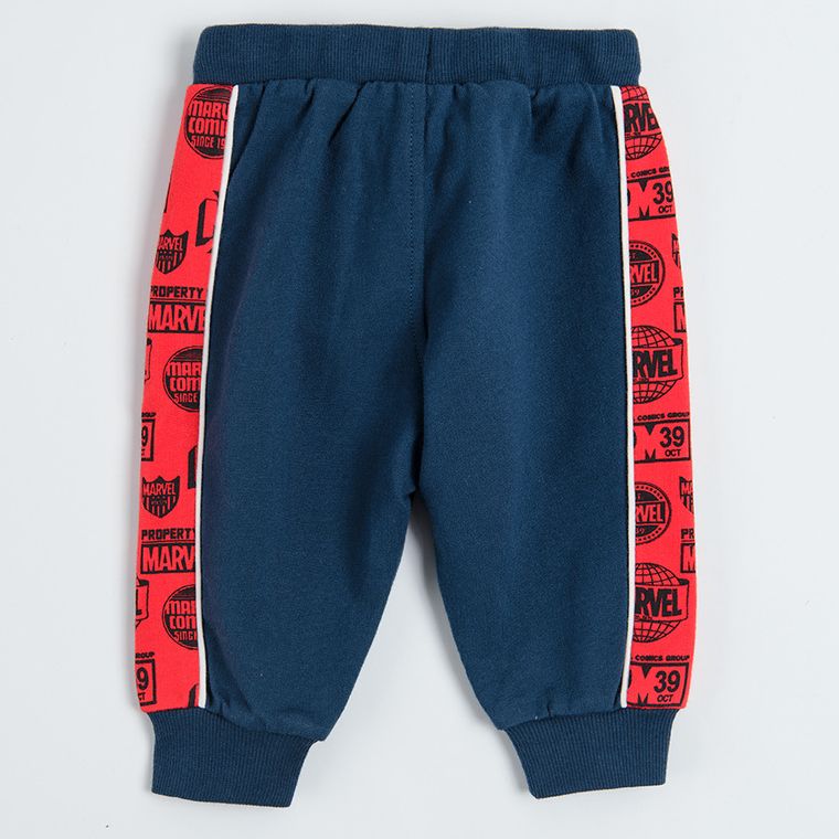 Cool Club, Pantaloni trening pentru baieti, bleumarin, imprimeu Marvel Super Heroes