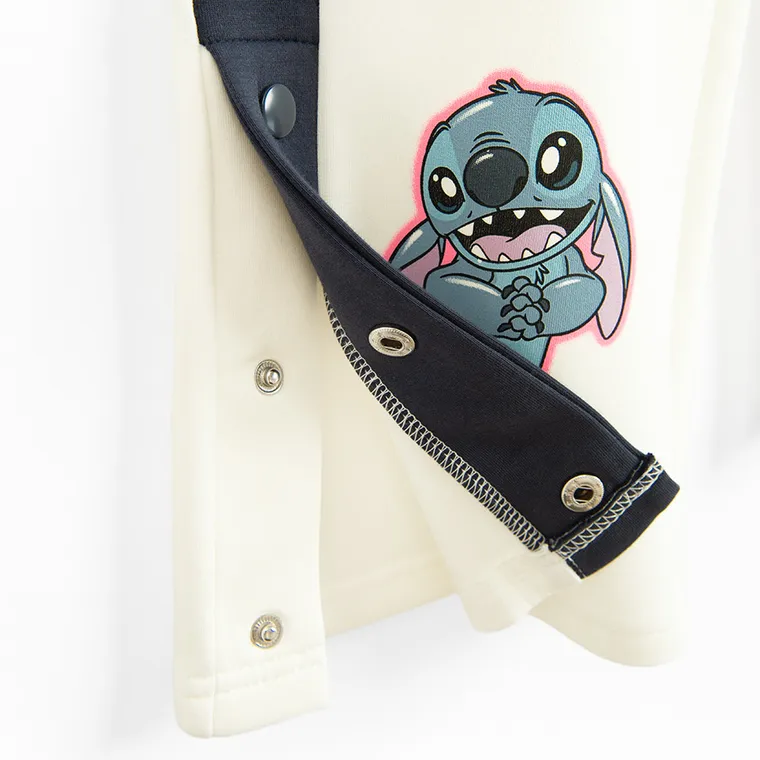 Cool Club, Pantaloni trening pentru fete, wide, alb, imprimeu Lilo si Stitch