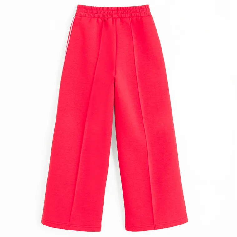 Cool Club, Pantaloni trening pentru fete, wide leg, rosu