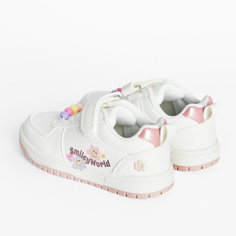 Cool Club, Pantofi sport pentru fete, alb, imprimeu SmileyWorld