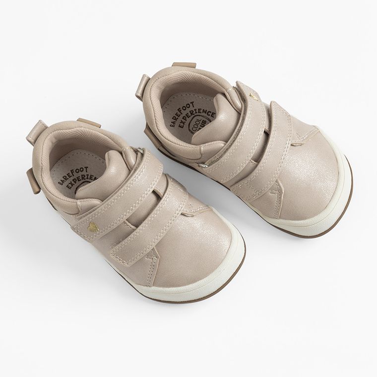 Cool Club, Pantofi sport pentru fete, bej, parfumati, brant din piele, talpa Barefoot