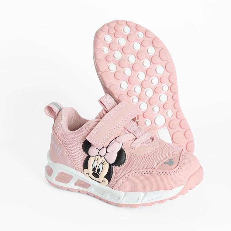 Cool Club, Pantofi sport pentru fete, roz, talpa cu leduri, imprimeu Minnie Mouse