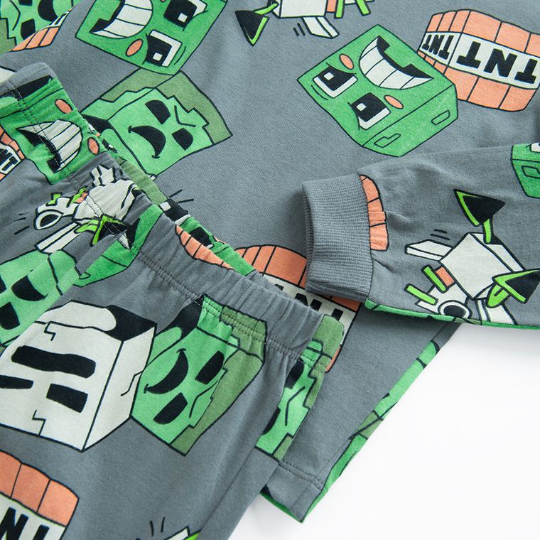 Cool Club, Pijama pentru baieti, gri, imprimeu Minecraft
