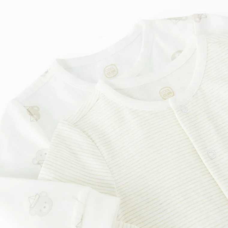 Cool Club, Pijama tip salopeta pentru baieti, alb, set, 2 buc.