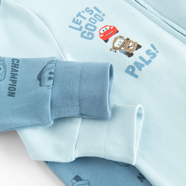 Cool Club, Pijama tip salopeta pentru baieti, albastru, imprimeu Cars, set, 2 buc.