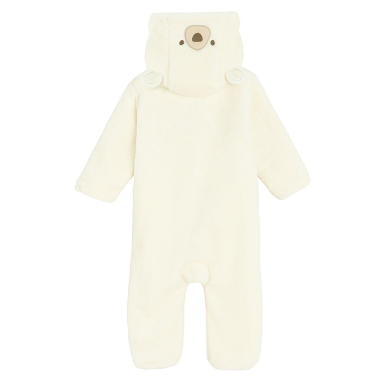 Cool Club, Pijama tip salopeta pentru fete, cu gluga, alb
