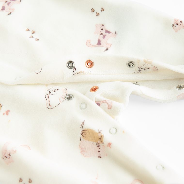 Cool Club, Pijama tip salopeta pentru fete, velur, alb