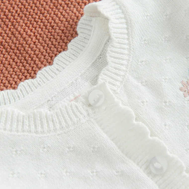 Cool Club, Pulover pentru fete, cu nasturi, ecru