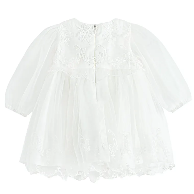 Cool Club, Rochie cu maneca lunga pentru fete, alb