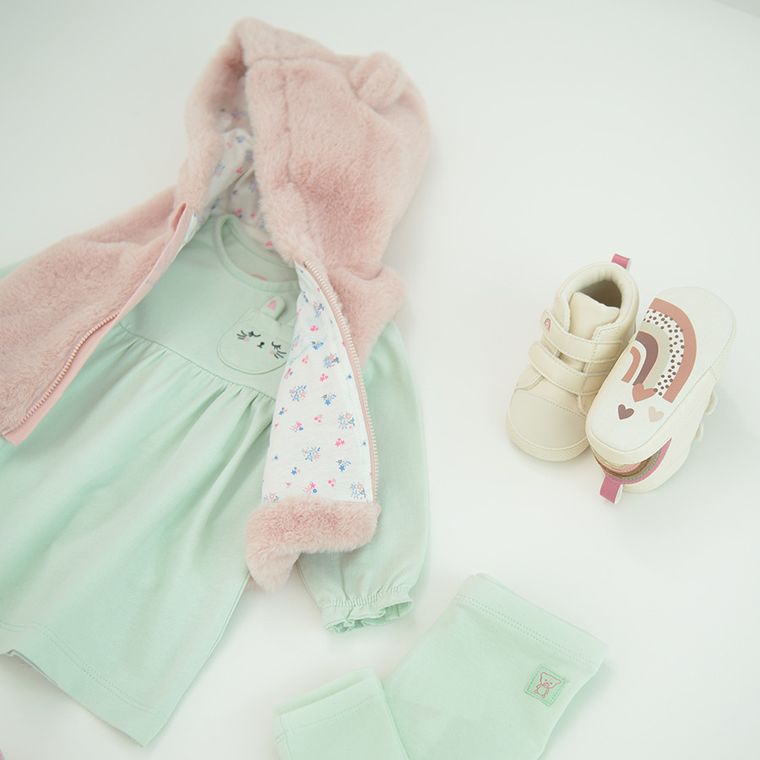 Cool Club, Rochie cu maneca lunga pentru fete, menta verde