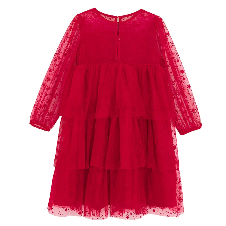 Cool Club, Rochie cu maneca lunga pentru fete, rosu