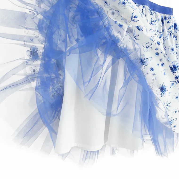 Cool Club, Rochie cu maneca scurta pentru fete, alb-albastru