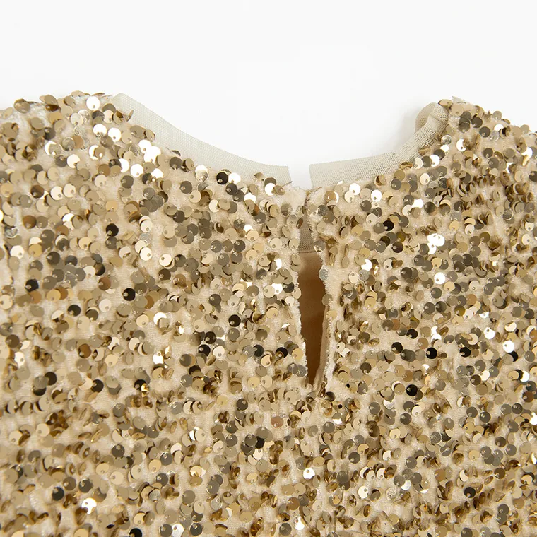 Cool Club, Rochie cu maneca scurta pentru fete, auriu