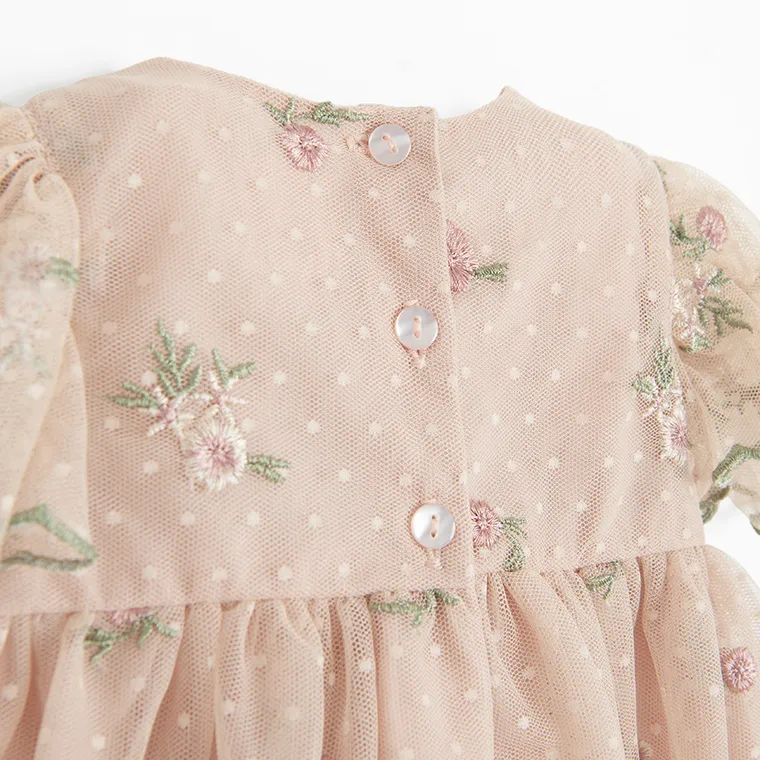 Cool Club, Rochie cu maneca scurta pentru fete, bej