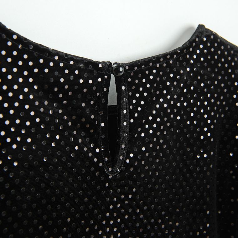 Cool Club, Rochie cu maneca scurta pentru fete, velur, negru