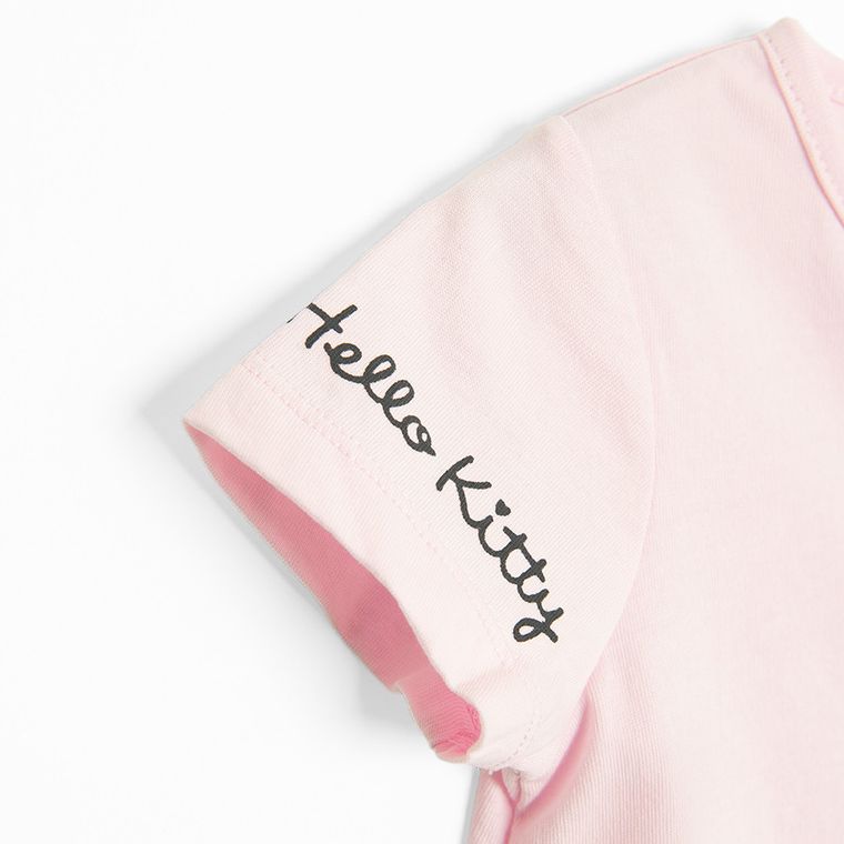 Cool Club, Salopeta rompers pentru fete, roz, imprimeu Hello Kitty, set, 2 buc.