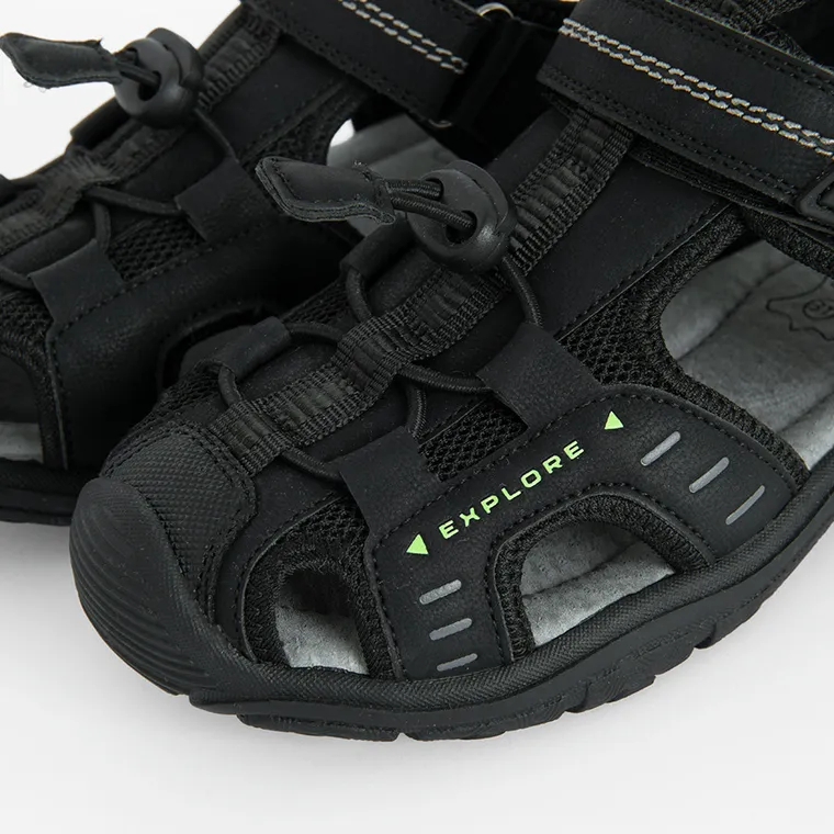 Cool Club, Sandale pentru baieti, brant din piele, negru