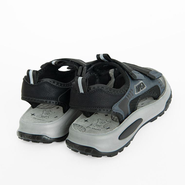 Cool Club, Sandale pentru baieti, negru, brant din piele, imprimeu NASA