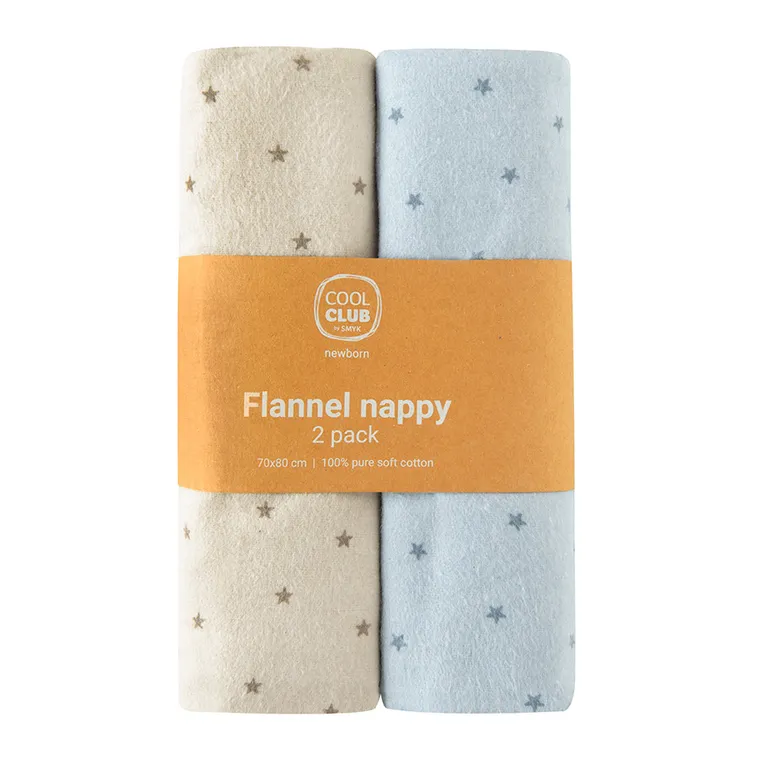 Cool Club, Scutece din flanela pentru baieti, 70-80 cm, mix, set, 2 buc.