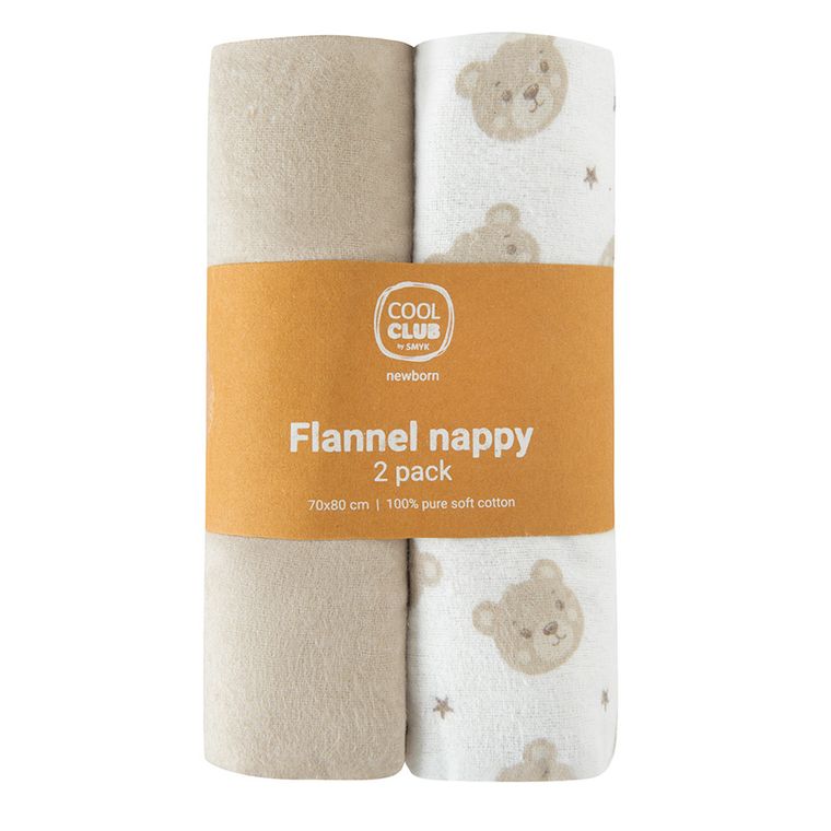 Cool Club, Scutece din flanela pentru bebelusi, 70-80 cm, mix, set, 2 buc.