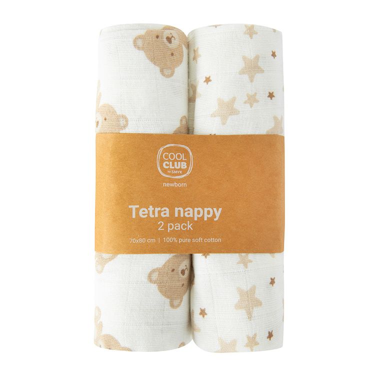 Cool Club, Scutece din tetra pentru bebelusi, 70-80 cm, ecru, set, 2 buc.