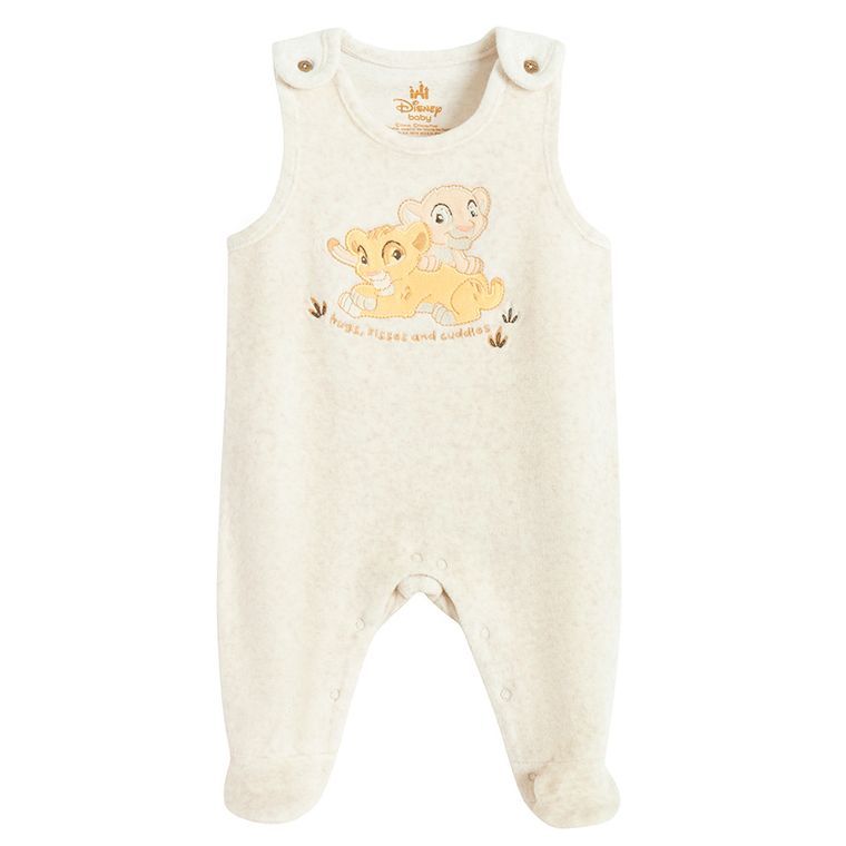 Cool Club, Set pentru baieti, Body cu maneca lunga, Salopeta cu botosei, velur, mix, imprimeu Lion King