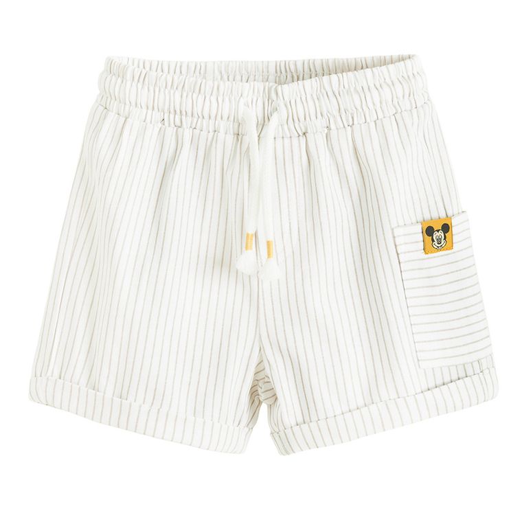 Cool Club, Set pentru baieti, Tricou polo cu maneca scurta, Pantaloni scurti, alb, imprimeu Mickey Mouse