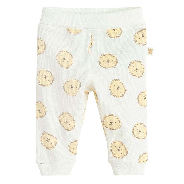 Cool Club, Set pentru bebelusi, Body cu maneca lunga, Pantaloni, din tricot striat, alb