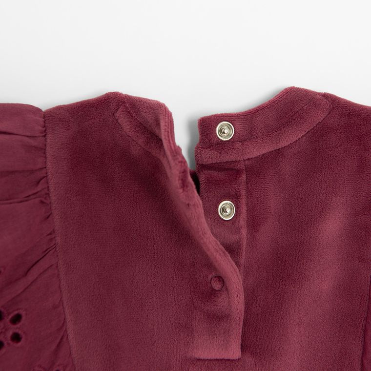 Cool Club, Set pentru fete, Bluza, Colanti, din tricot striat, velur, burgundia