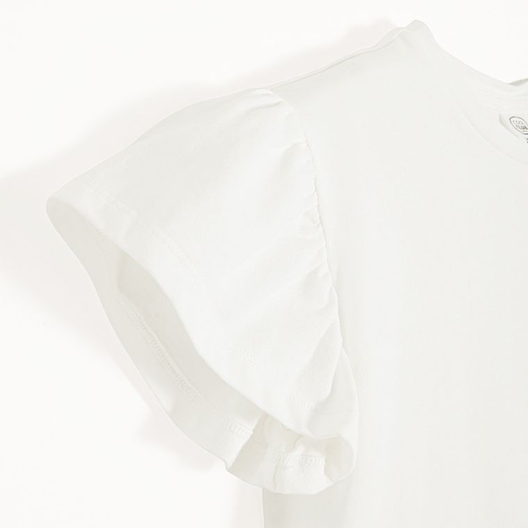 Cool Club, Set pentru fete, Bluza cu maneca scurta, Pantaloni din textil, wide, alb