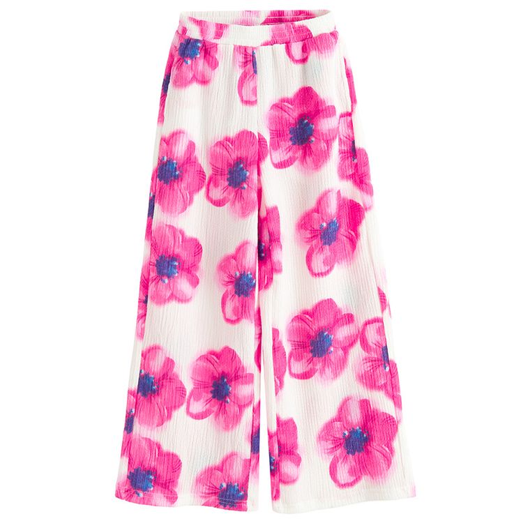 Cool Club, Set pentru fete, Bluza fara maneci, Pantaloni din textil, wide, alb