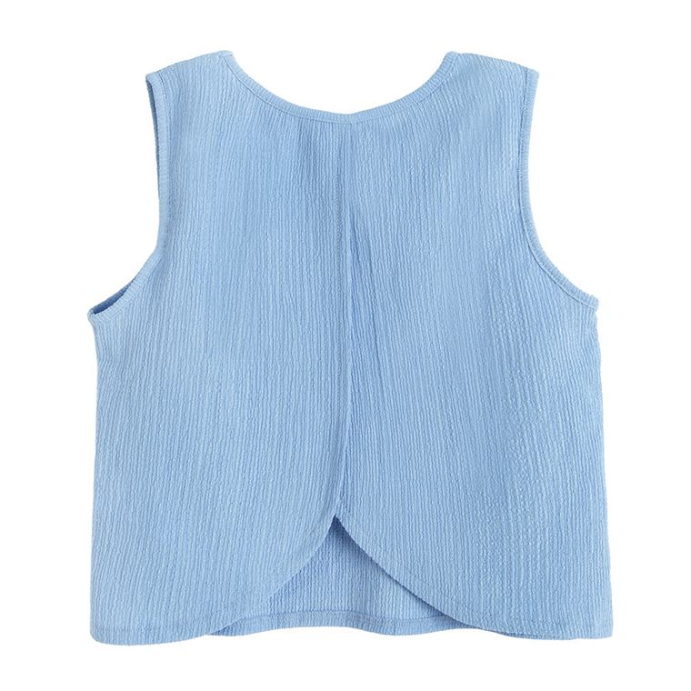 Cool Club, Set pentru fete, Bluza fara maneci, Pantaloni din textil, wide, albastru