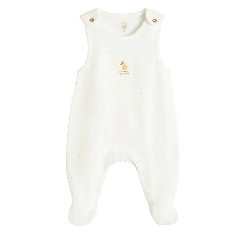 Cool Club, Set pentru fete, Body cu maneca lunga, Salopeta cu botosei, alb