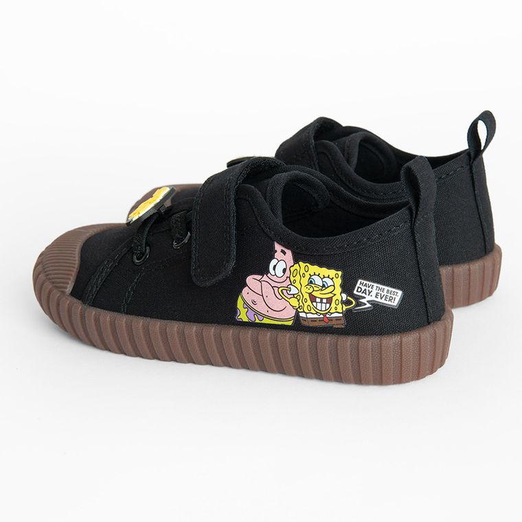 Cool Club, Tenisi pentru baieti, negru, talpa Barefoot, imprimeu SpongeBob