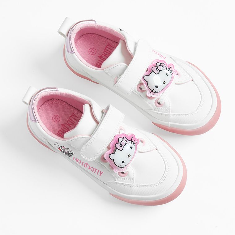 Cool Club, Tenisi pentru fete, alb, cu leduri, imprimeu Hello Kitty