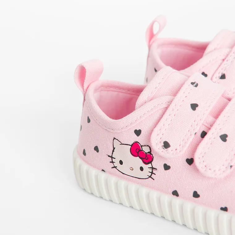 Cool Club, Tenisi pentru fete, roz, talpa Barefoot, imprimeu Hello Kitty