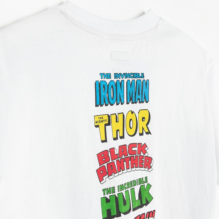 Cool Club, Tricou pentru baieti, alb, imprimeu Marvel Super Heroes