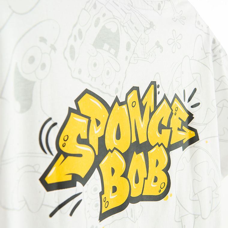 Cool Club, Tricou pentru baieti, alb, imprimeu SpongeBob